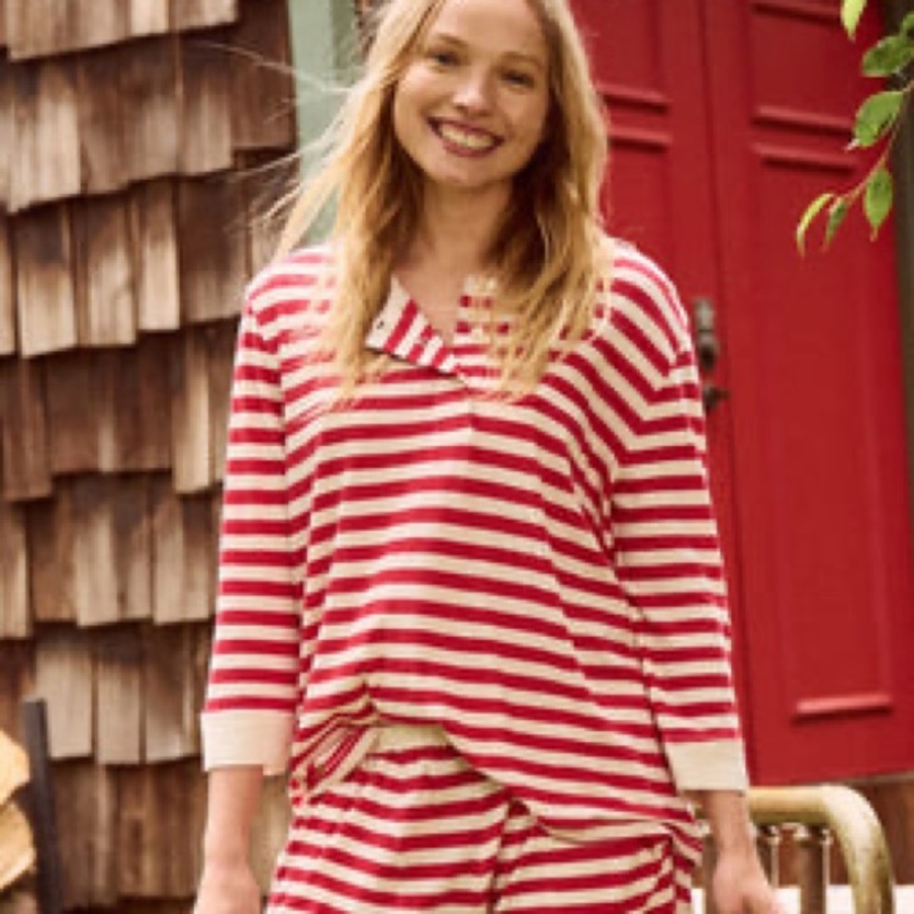 THE GREAT Sleep Henley in Canes Size 2 M NWT